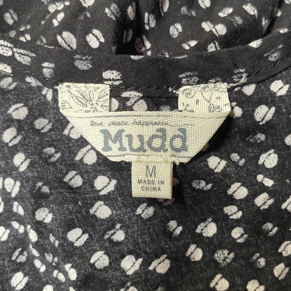 Mudd Black and White Spotted Lightweight Scoop Neck Tank with Lace, Size Medium - Picture 2 of 5